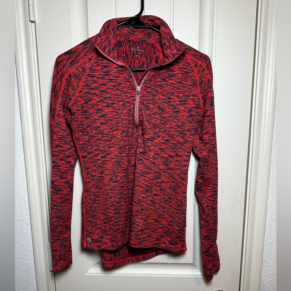 Athleta Coral Pink and Black Women's 1/4 Zip Pullover Workout Jacket size XS